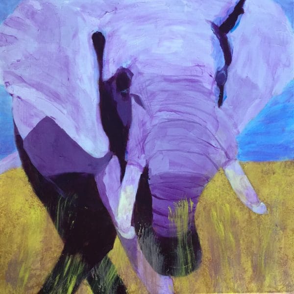 Expressive Purple Elephant art