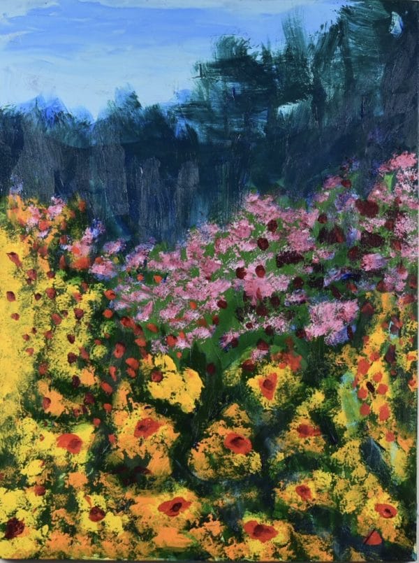 Vibrant mountain floral artwork